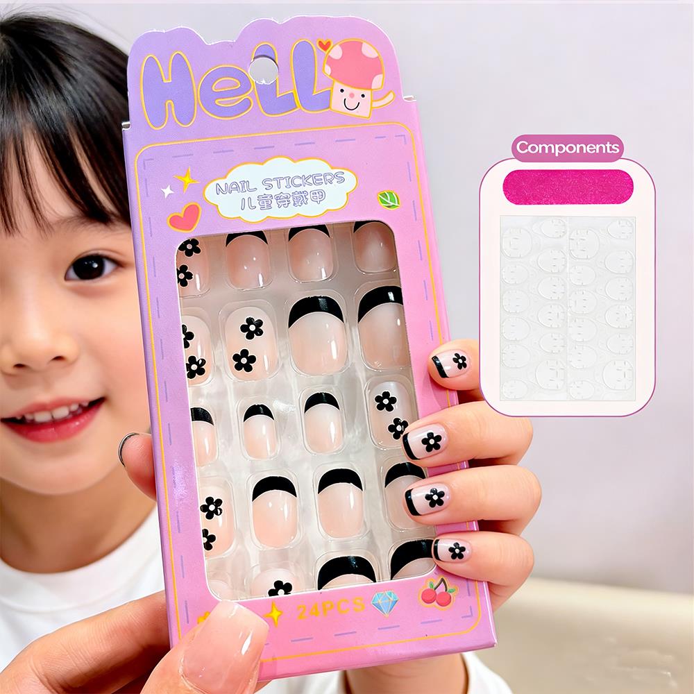 Nail Art Fake Nails - 24Pcs/Box Cartoon Kids Press On Nails