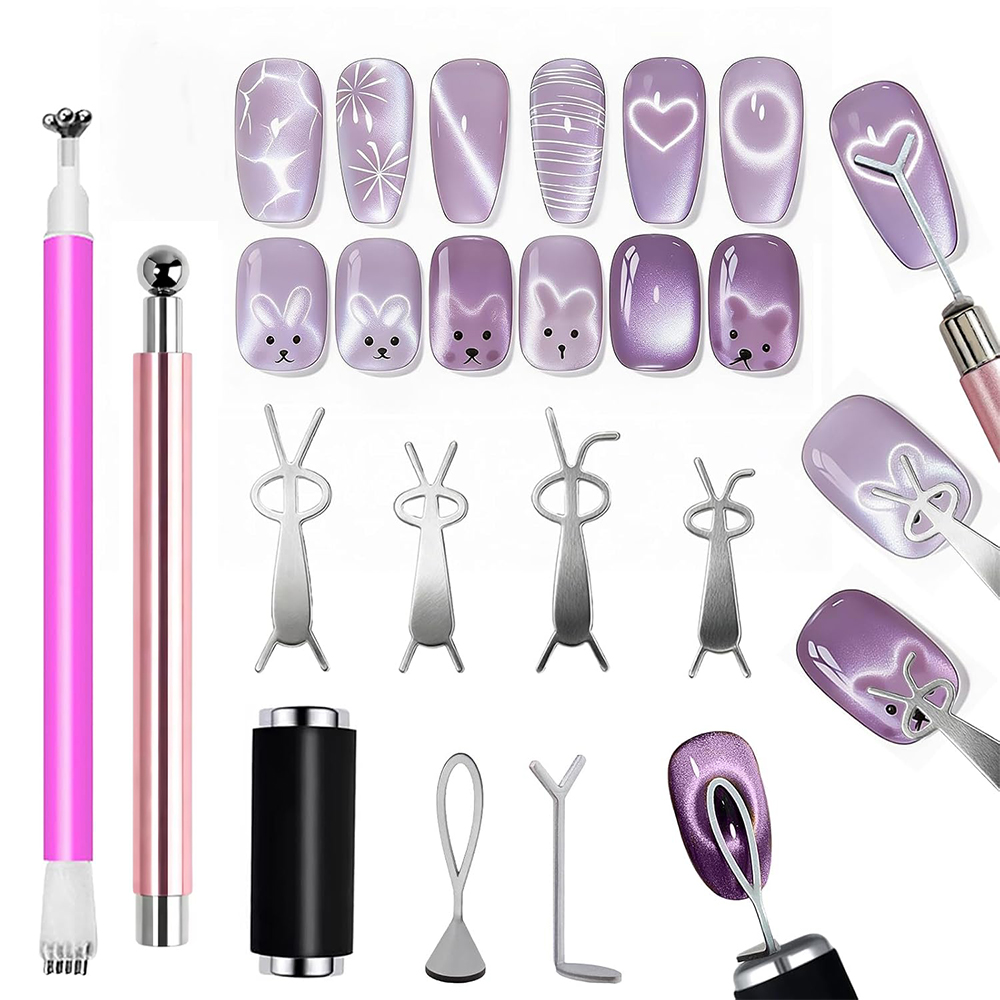 Nail Art Full Color - 10Pcs Cat Eye Nail Magnet Set