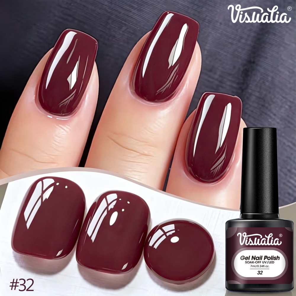 Nail Art Burgundy - Visuatia 7ml Burgundy Red Nail Gel,