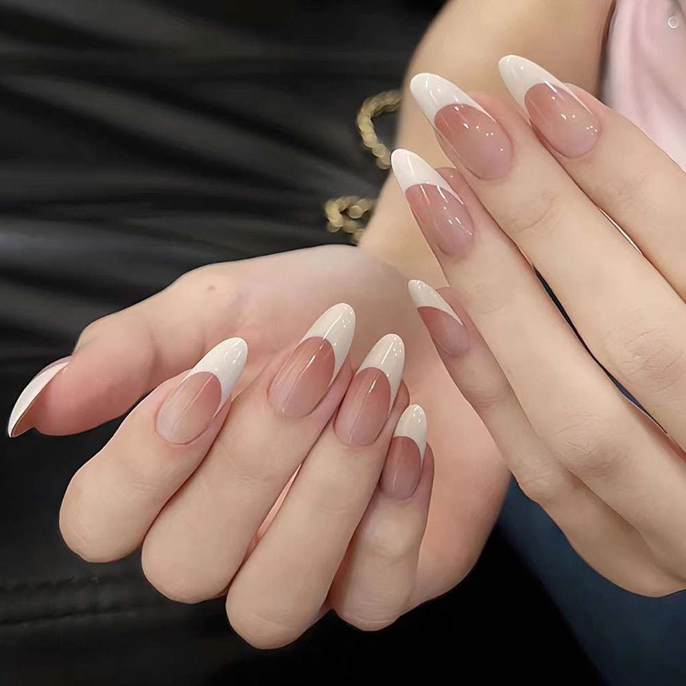 120pcs Pink Medium Almond Fren - đánh giá và giá Nail Art Fake Nails