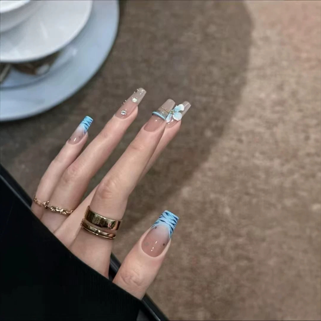 10pcs Handmade Middle Press On - đánh giá và giá Nail Art Zebra Design