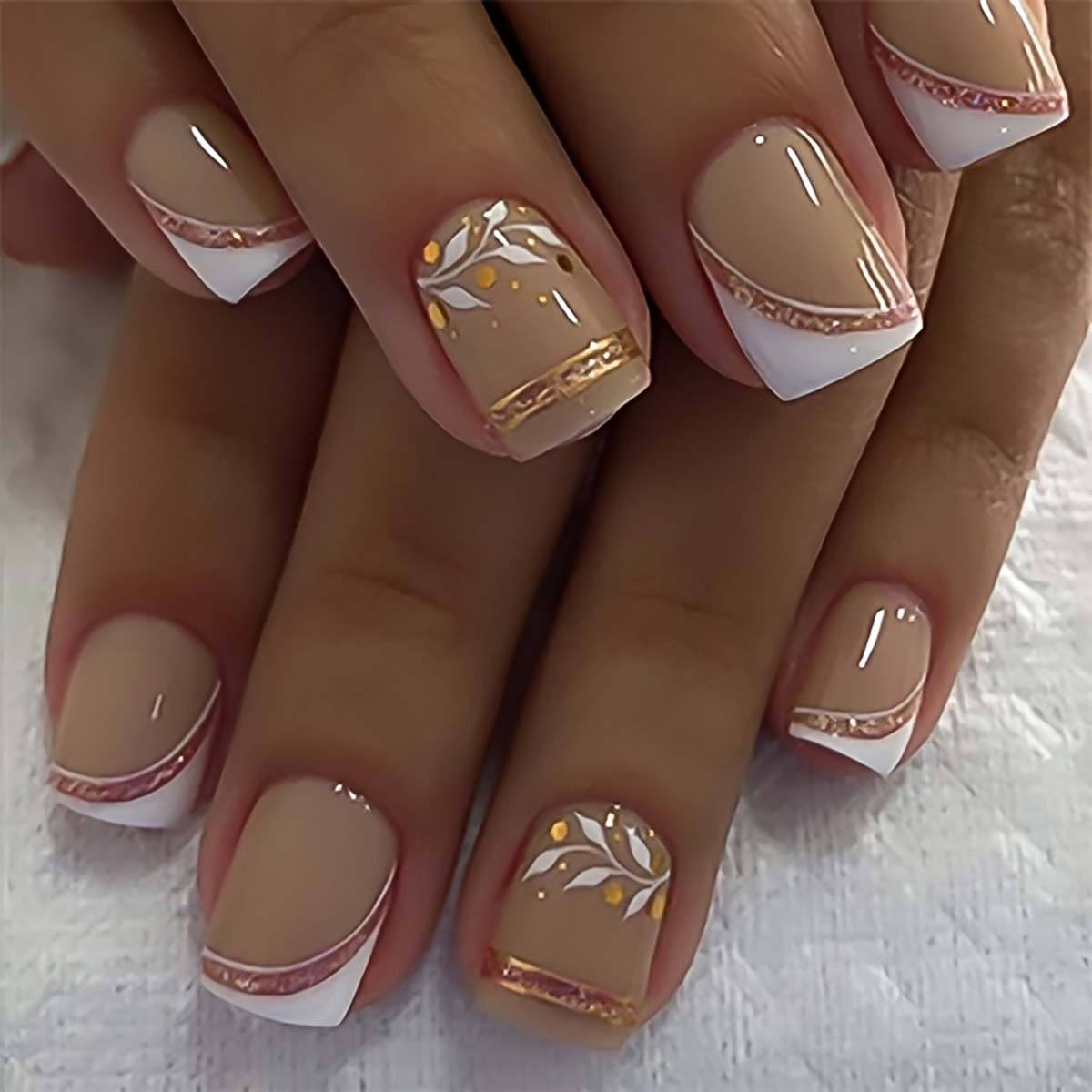 Nude Short Square Press On Nai - đánh giá và giá Nail Art Fake Nails