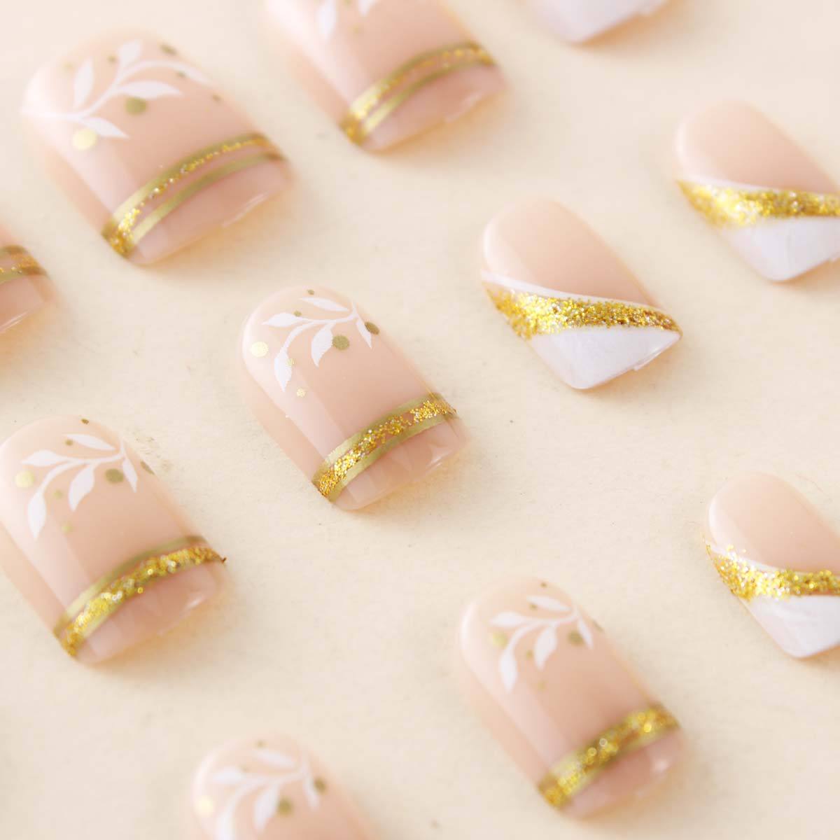 Nude Short Square Press On Nai - đánh giá và giá Nail Art Fake Nails