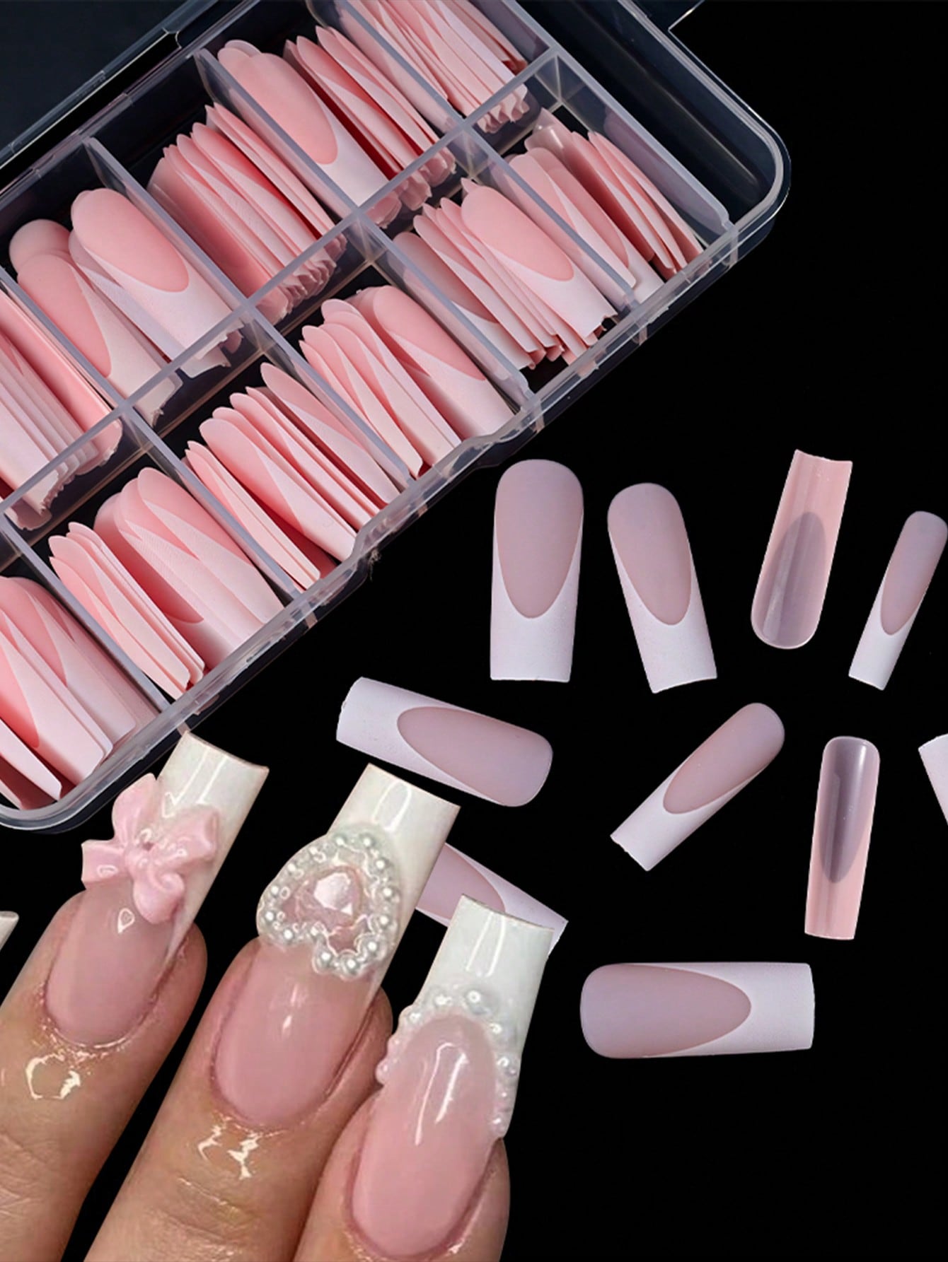 120pcs/Box Light Pink French F - đánh giá và giá Nail Art Natural Pink