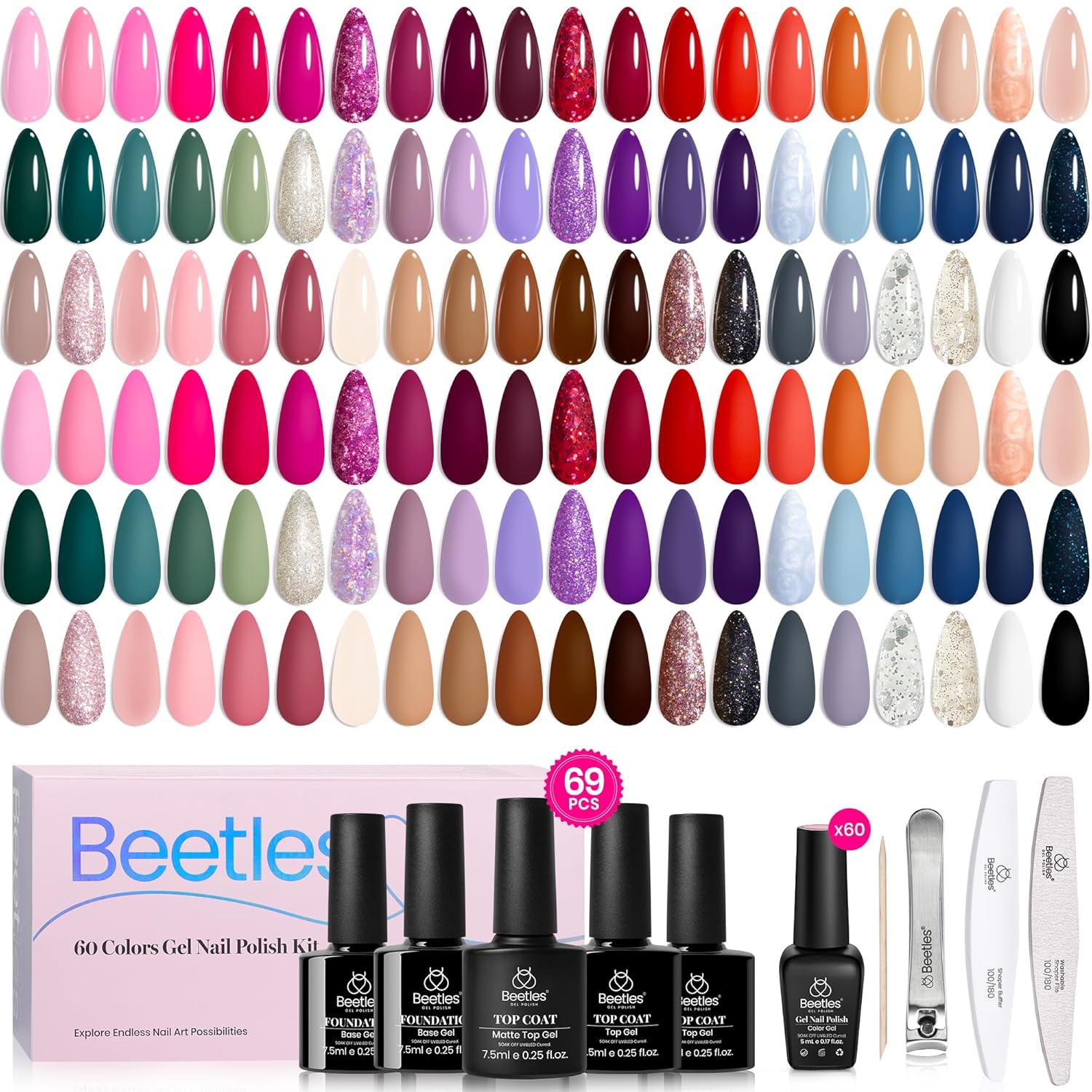 Beetles Gel Nail Polish Set -  - đánh giá và giá Nail Art Burgundy
