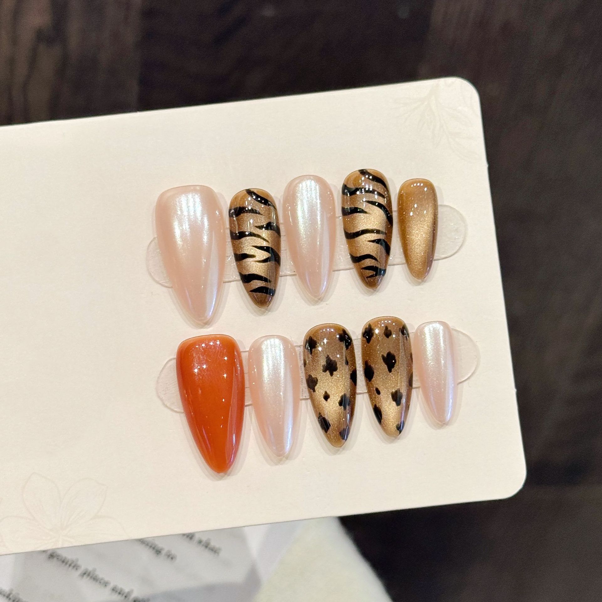 10pcs Handmade Almond Press On - đánh giá và giá Nail Art Zebra Design