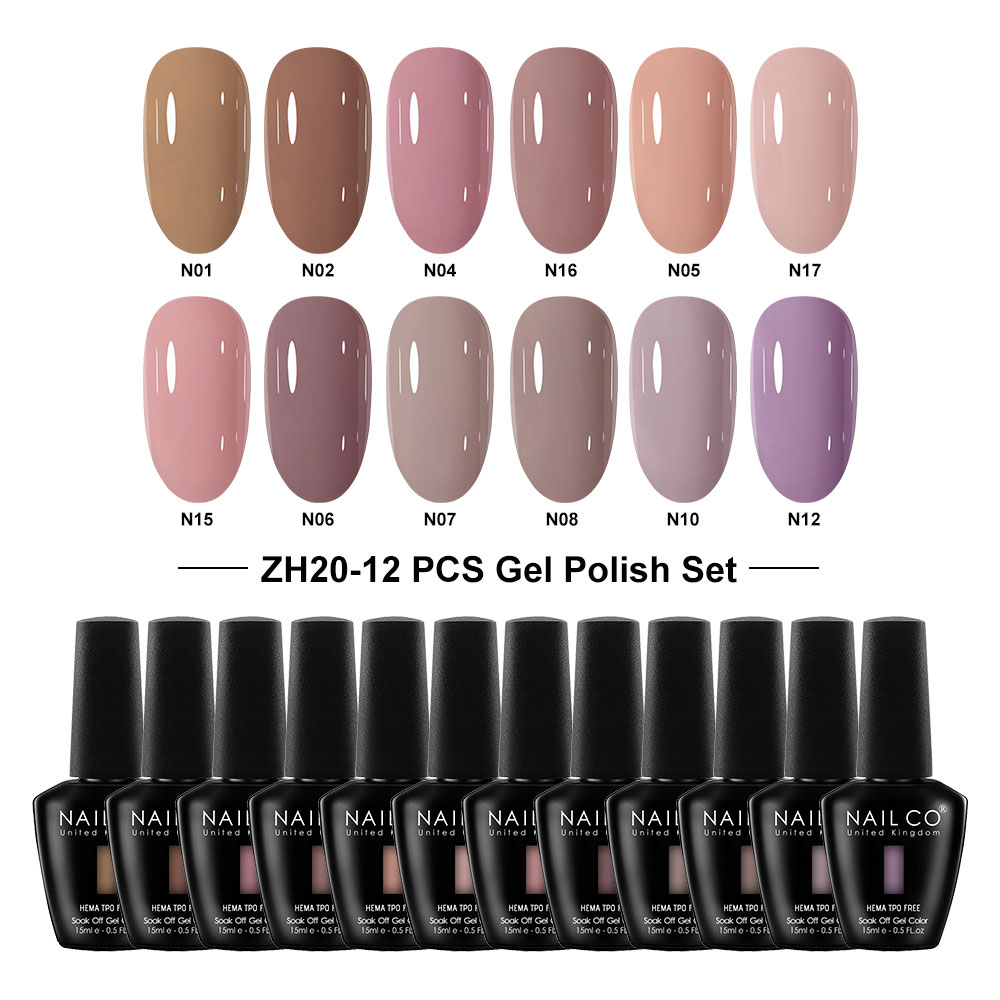 Nailco 12 Colors Pink Gel Poli - đánh giá và giá Nail Art Natural Pink