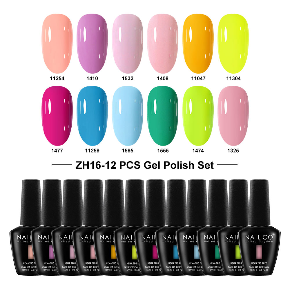 Nailco 12 Colors Pink Gel Poli - đánh giá và giá Nail Art Natural Pink