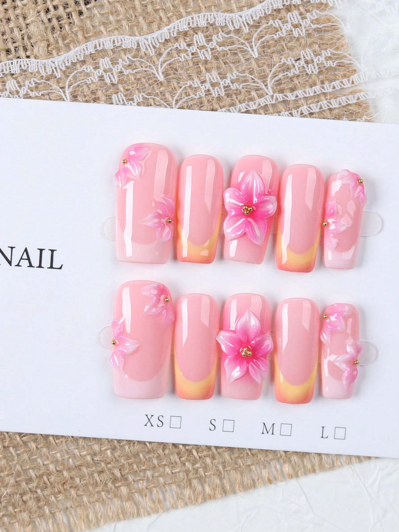 10 Pieces of Medium-Length Rec - đánh giá và giá Nail Art Gold