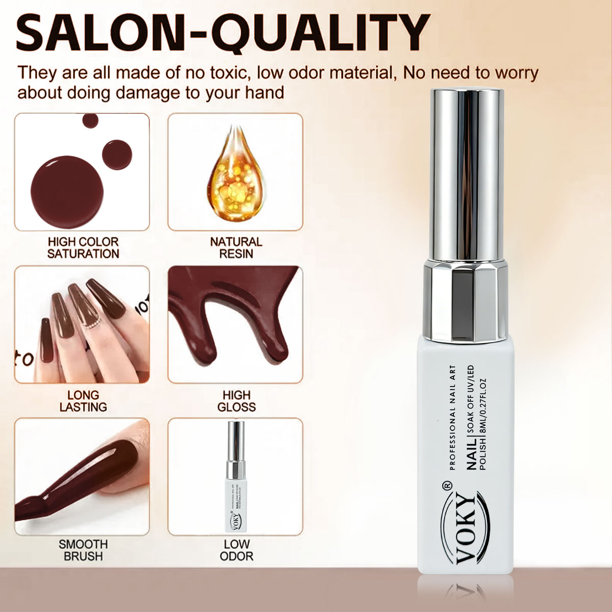 VOKY New 8ml Glass Bottle Gel  - đánh giá và giá Nail Art Burgundy