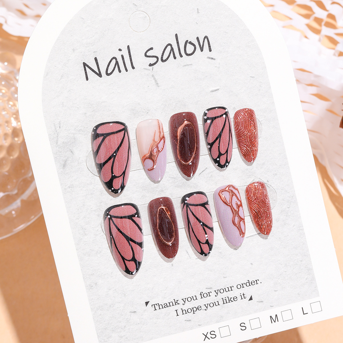 10pcs Chocolate Brown Butterfl - đánh giá và giá Nail Art Fake Nails