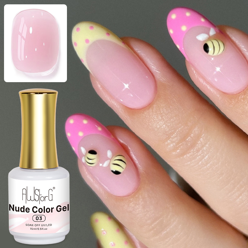 AWStorG 15ml Jelly Nude Pink T - đánh giá và giá Nail Art Natural Pink