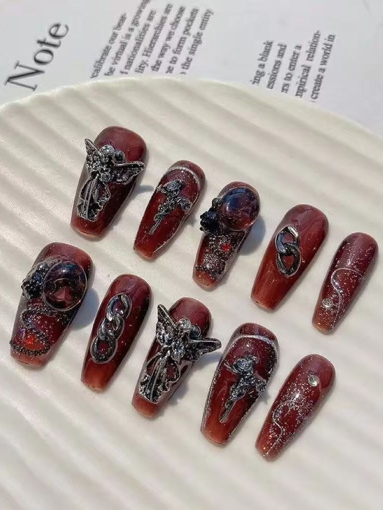 Halloween 10-Piece Retro Spicy - đánh giá và giá Nail Art Burgundy