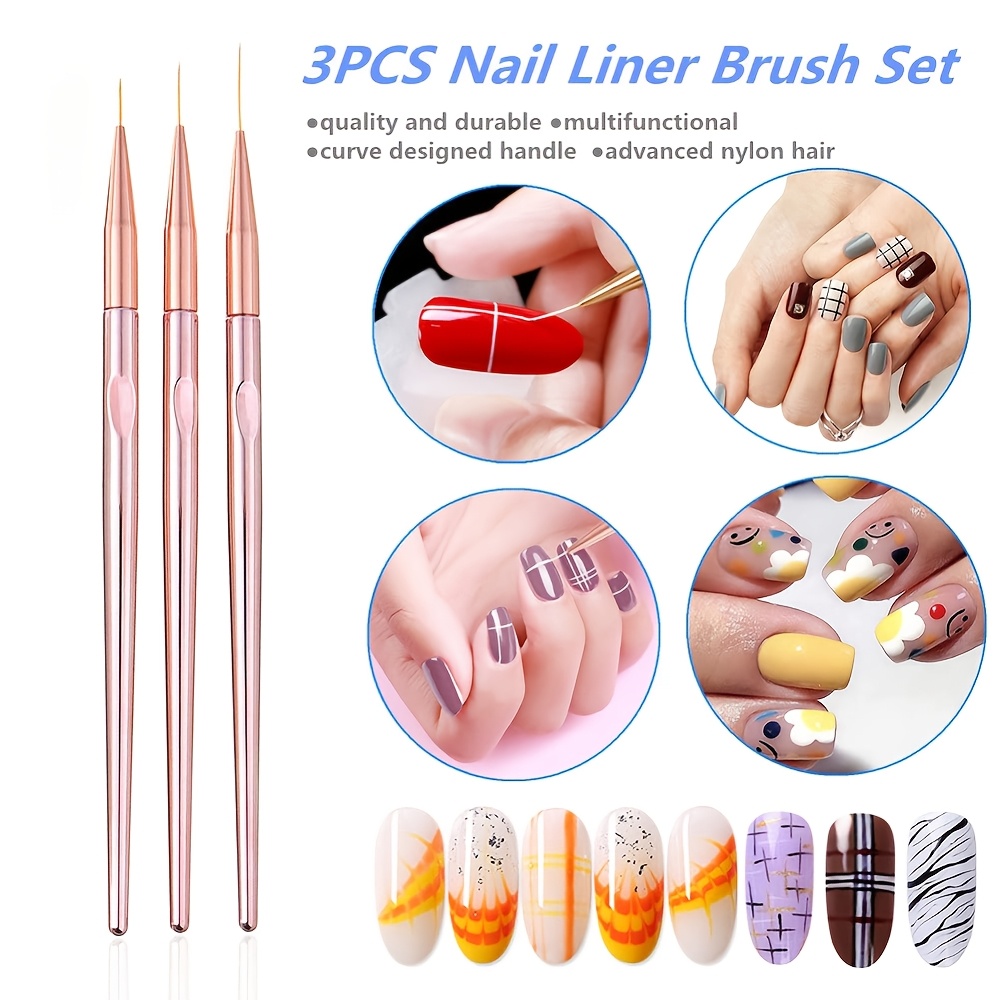 3Pcs/Set Nail Art Brush Nail A - đánh giá và giá Nail Art Gold
