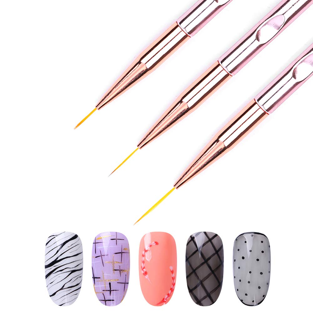 3Pcs/Set Nail Art Brush Nail A - đánh giá và giá Nail Art Gold