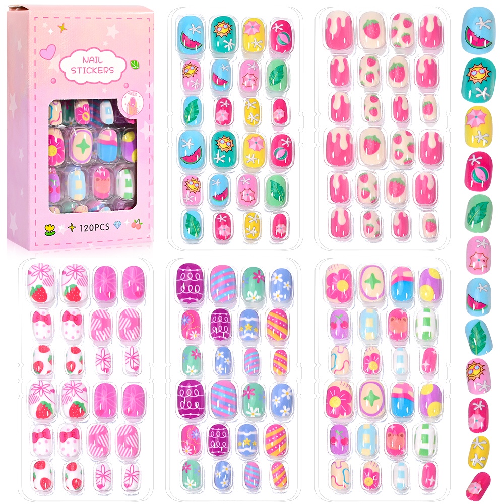 120-Piece 5-Set Candy Kids Pre - đánh giá và giá Nail Art Fake Nails