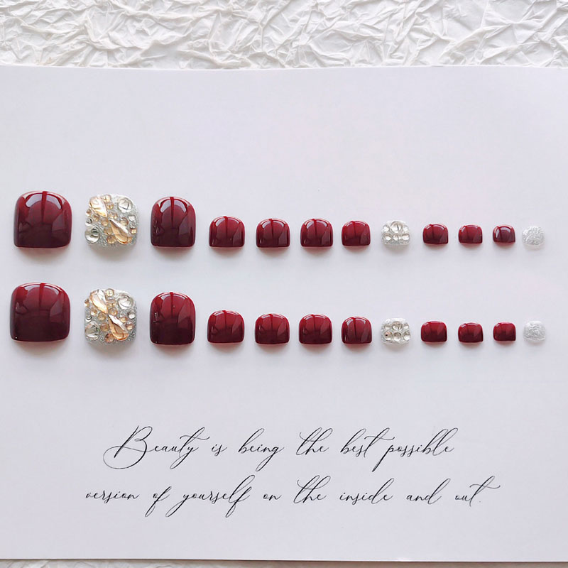 24pcs Girl Fake Toenails Burgu - đánh giá và giá Nail Art Burgundy