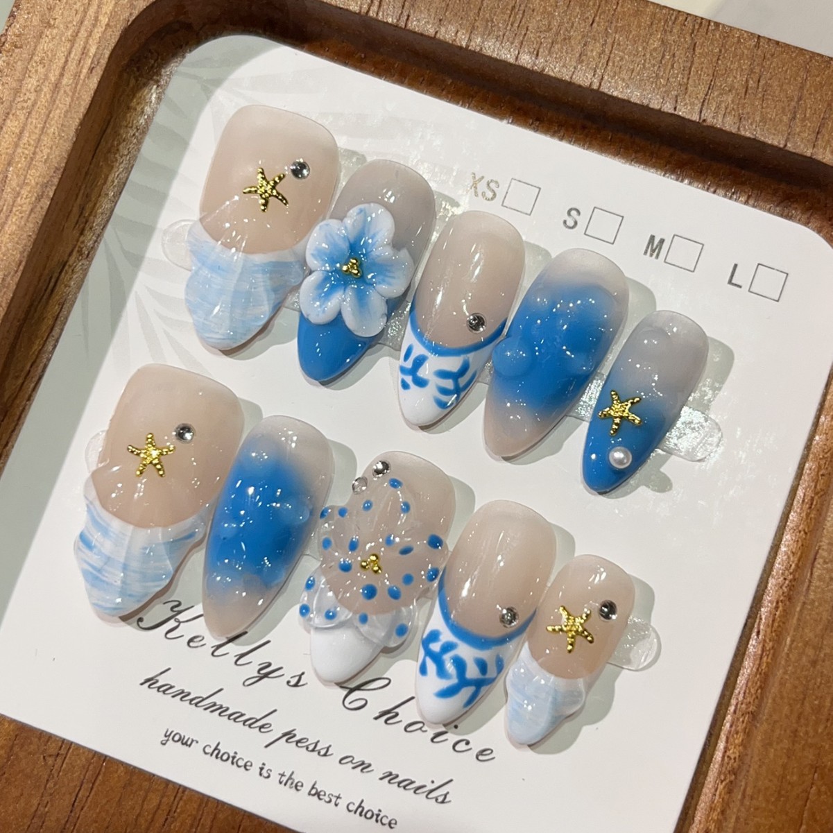 10Pcs Summer Island Style Fake - đánh giá và giá Nail Art Gold