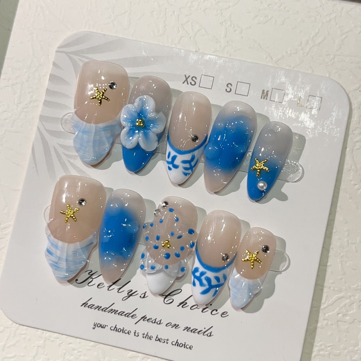 10Pcs Summer Island Style Fake - đánh giá và giá Nail Art Gold