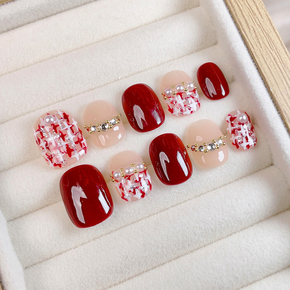 10pcs Short Square Round Handm - đánh giá và giá Nail Art Fake Nails