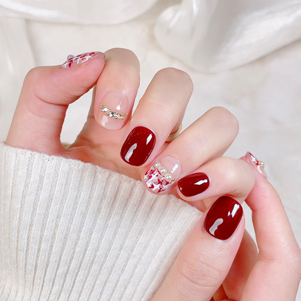 10pcs Short Square Round Handm - đánh giá và giá Nail Art Fake Nails