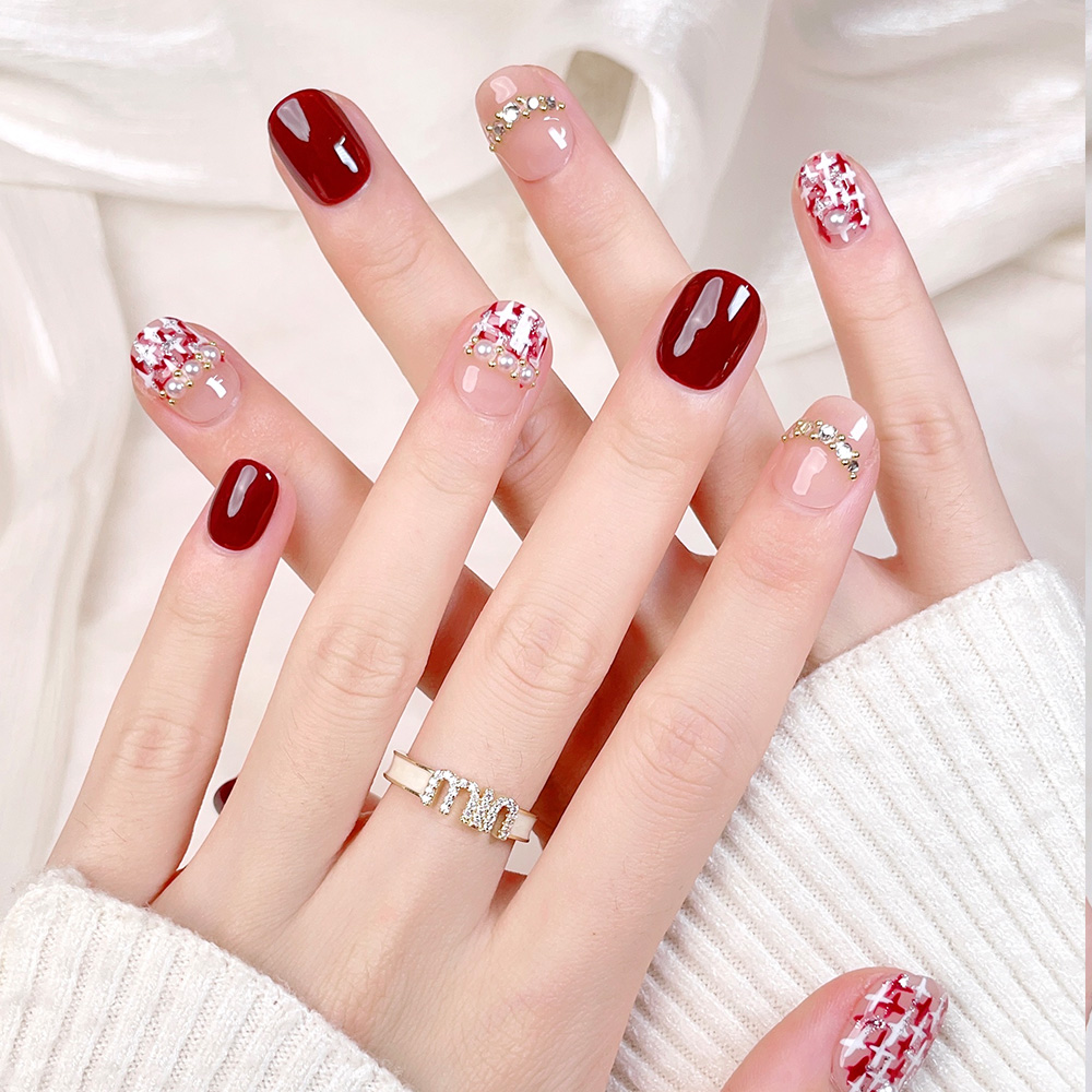 10pcs Short Square Round Handm - đánh giá và giá Nail Art Fake Nails