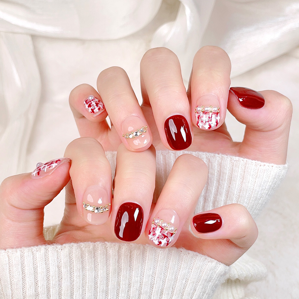 10pcs Short Square Round Handm - đánh giá và giá Nail Art Fake Nails
