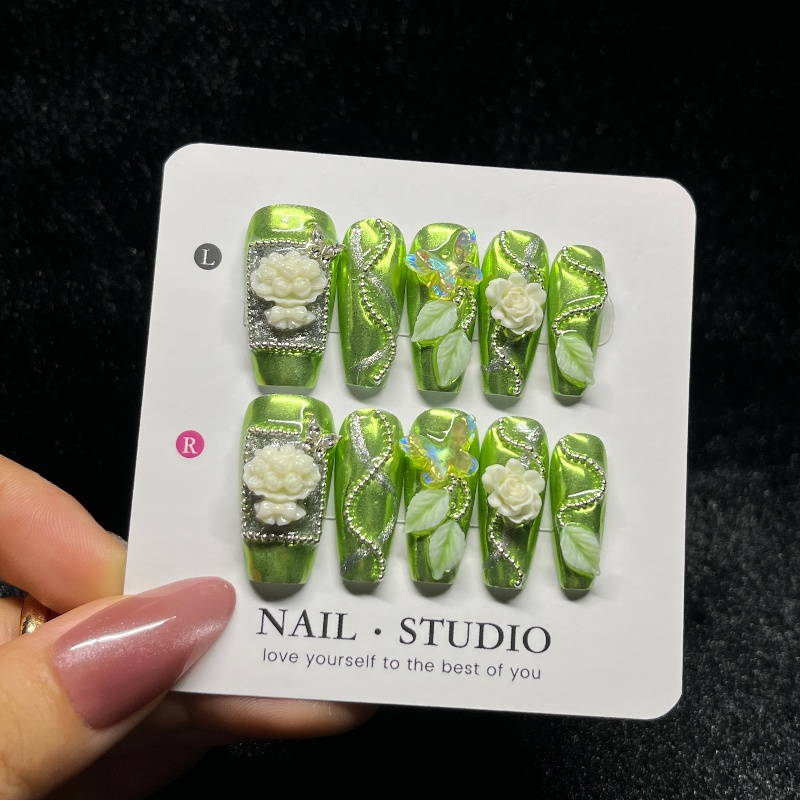 10PCS Rose Gold Press on Nails - đánh giá và giá Nail Art Burgundy