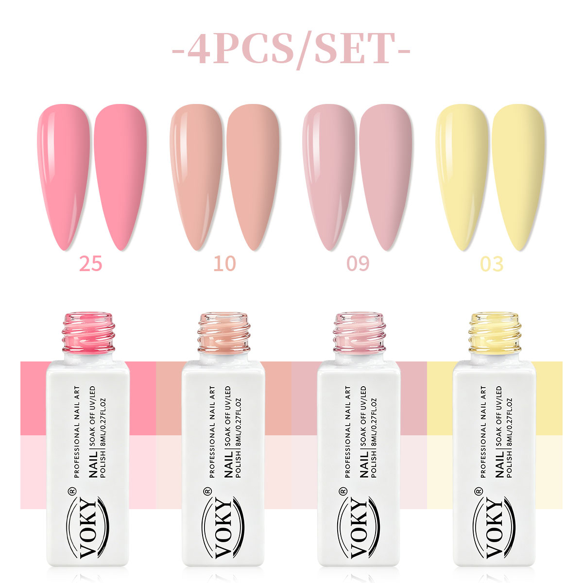 VOKY four-piece nude pink crea - đánh giá và giá Nail Art Natural Pink