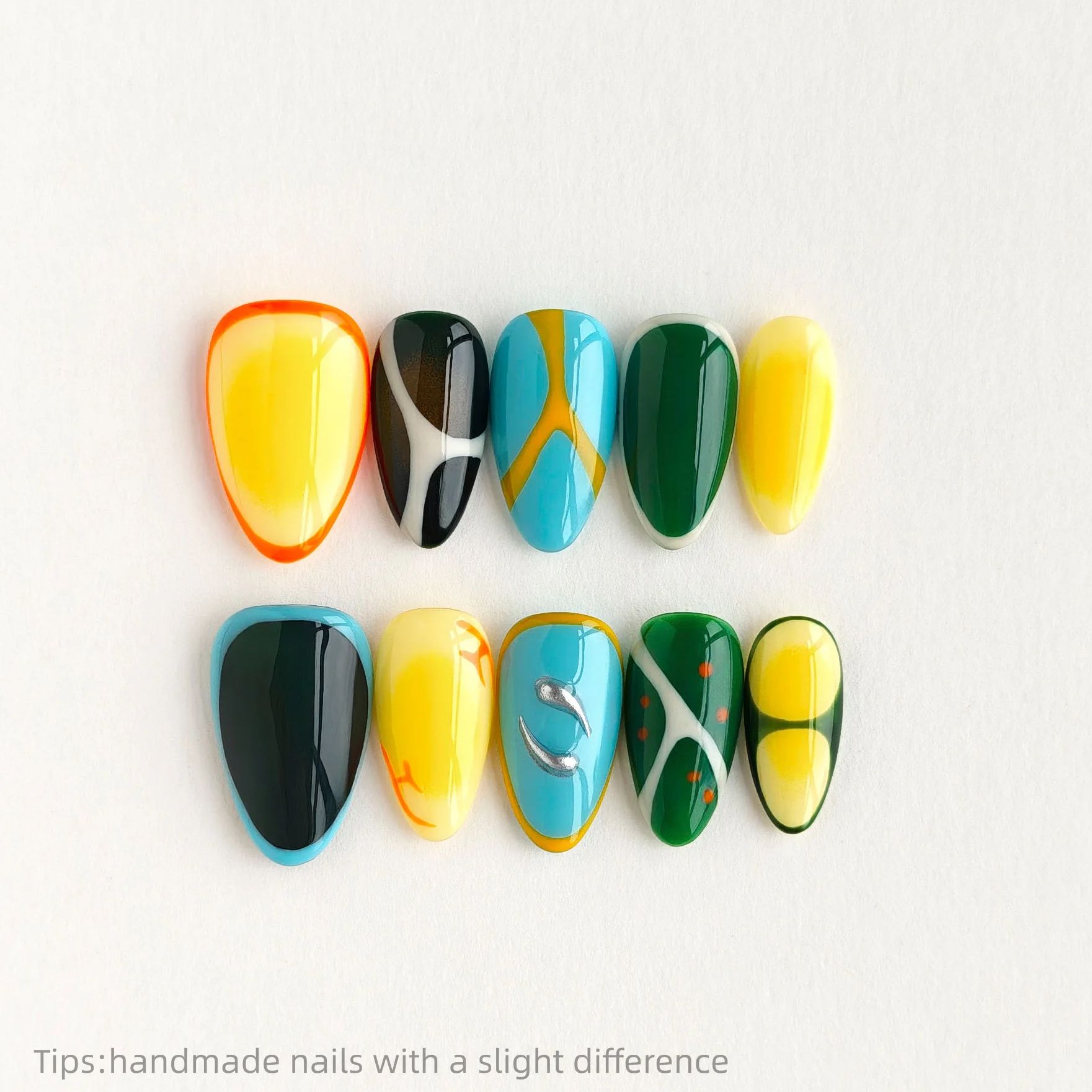 10pcs Handmade Colorful Block  - đánh giá và giá Nail Art Full Color